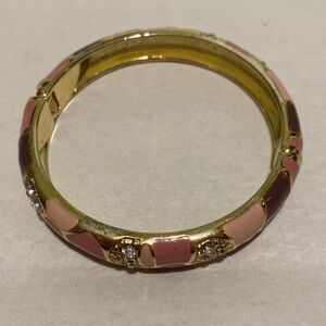 JTF Enameled Hinged Bangle Bracelet